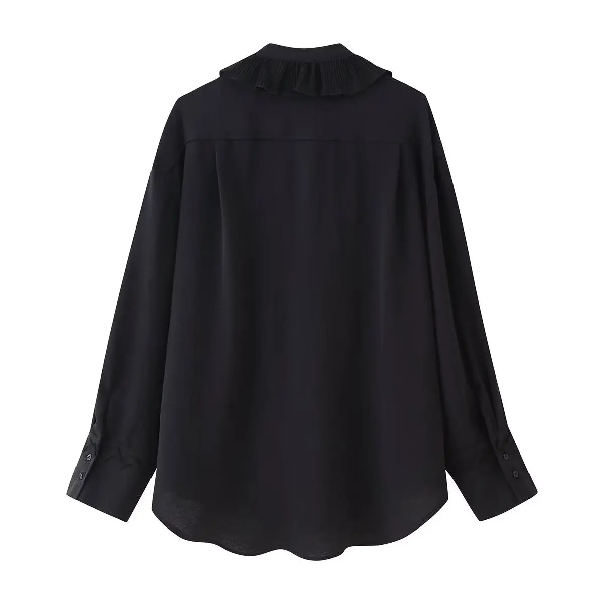 HH Women Summer Fashion Skirt Suit V-Neck Long Sleeves Tierred Decoration Lace-Up Shirts+Side Zipper Circular Chiffon Skirt