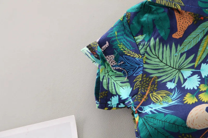 Baby Boy Clothes Baby Clothes 0-5 Years Old Summer Short-Sleeved Shorts Suit Baby Printed Shirt Casual Shorts Two-Piece Suit