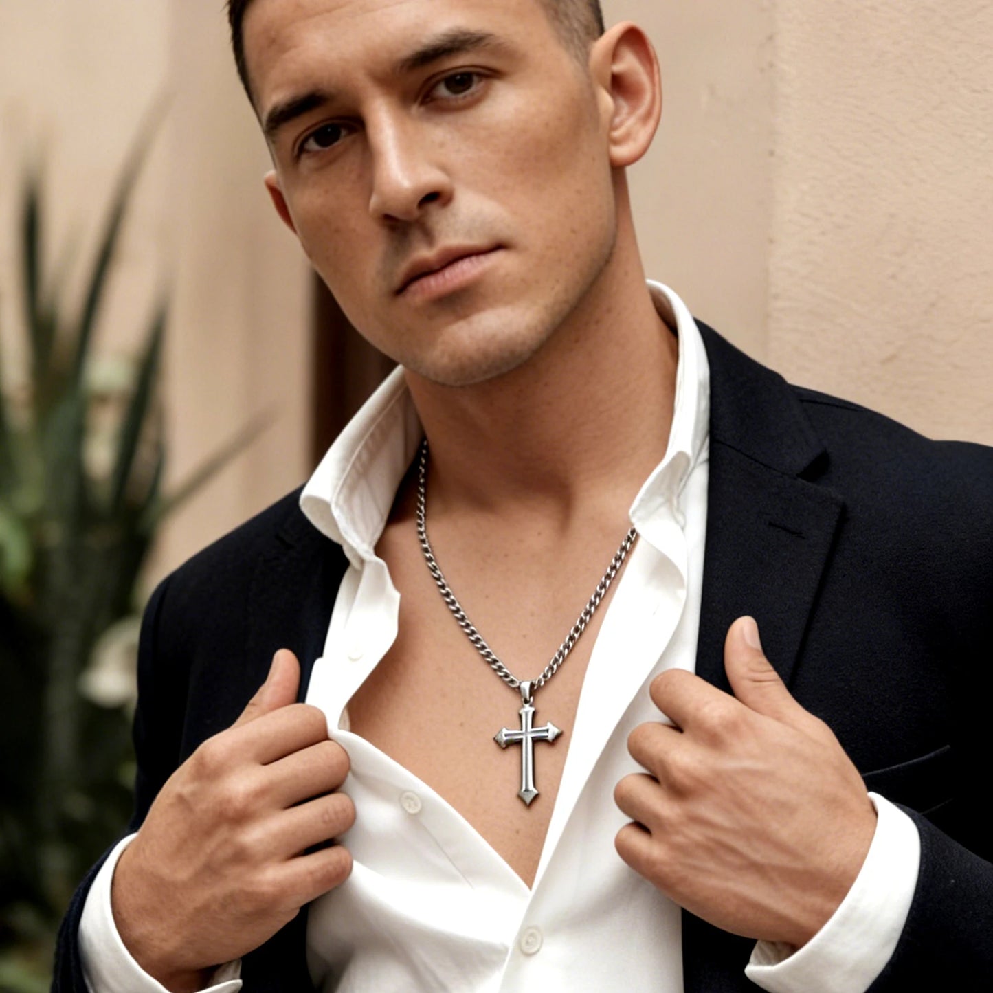 12 Sets Necklaces for Men Stainless Steel Jewelry Set Cross Pendant Necklace Simple Jewelry Gifts Chain Necklace for Men