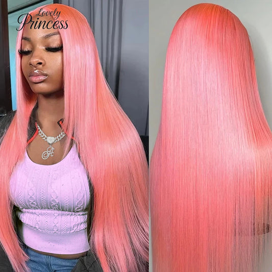 Pink Human Hair Wig 13x6 HD Lace Frontal Wig Human Hair 13x4 Straight Lace Wig Human Hair 200 Density Lace Front Human Hair Wig
