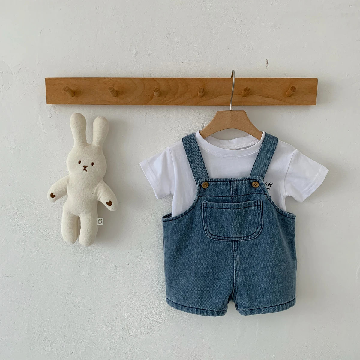 Baby Clothes for Girls Boys T Shirt with Denim Jumpsuit Newborn Clothes Set 2pcs