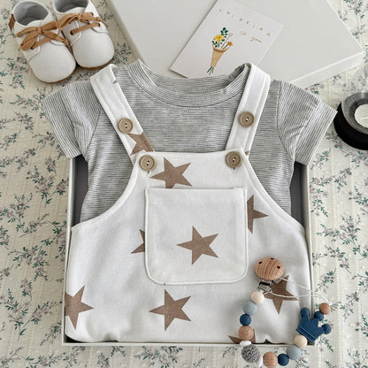 Baby Clothes Cute Cartoon  Print Cotton Comfortable And Soft 0-18 Boys And Girls Summer Short Sleeved Baby Jumpsuit