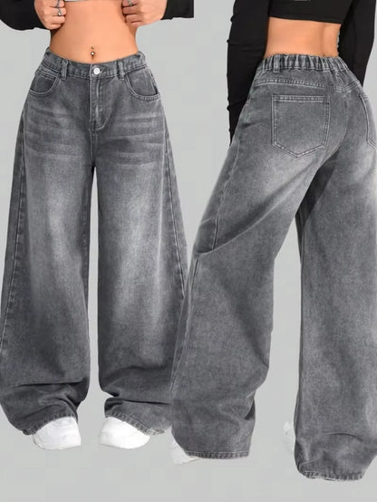 Streetwear Fashion New Multi-pocket Washed Baggy Jeans Men And Women Y2K Hip-hop Harajuku Casual Gothic High Waist Wide Trouser
