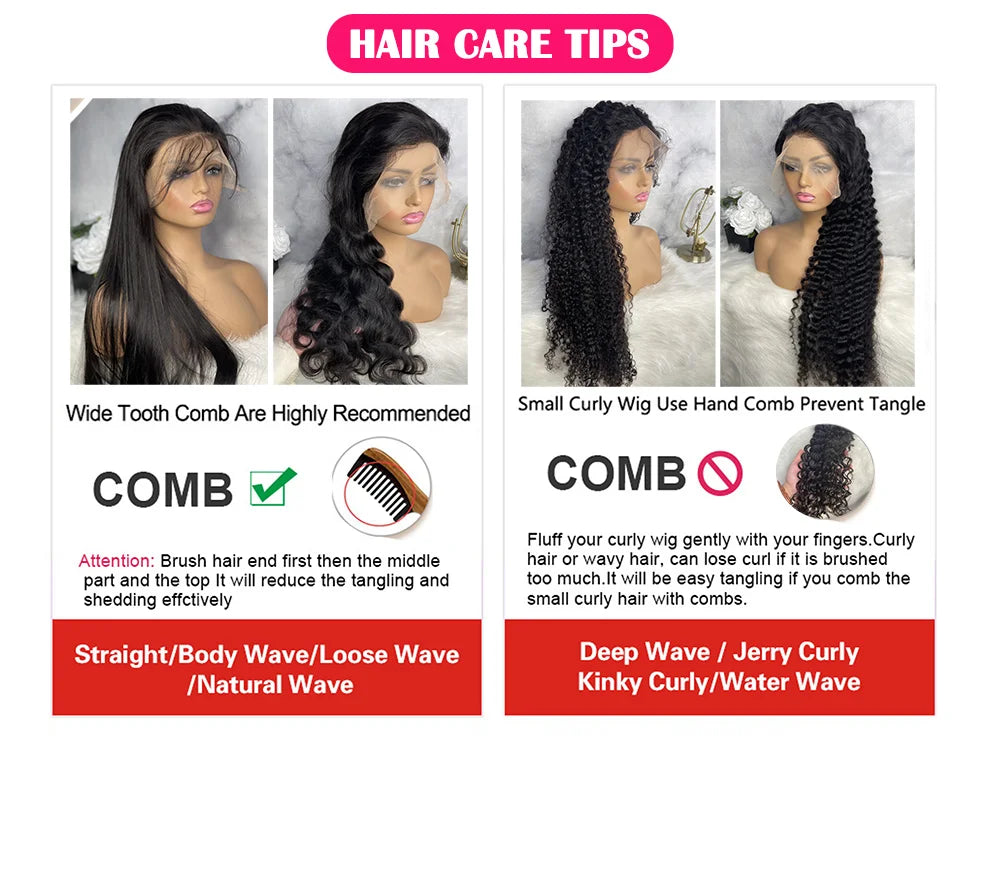 250 Density 13x6 Hd Lace Frontal Wigs Brazilian 32 34 40 Inch Deep Wave Curly  Human Hair Wigs 100% For Black Women Preplucked