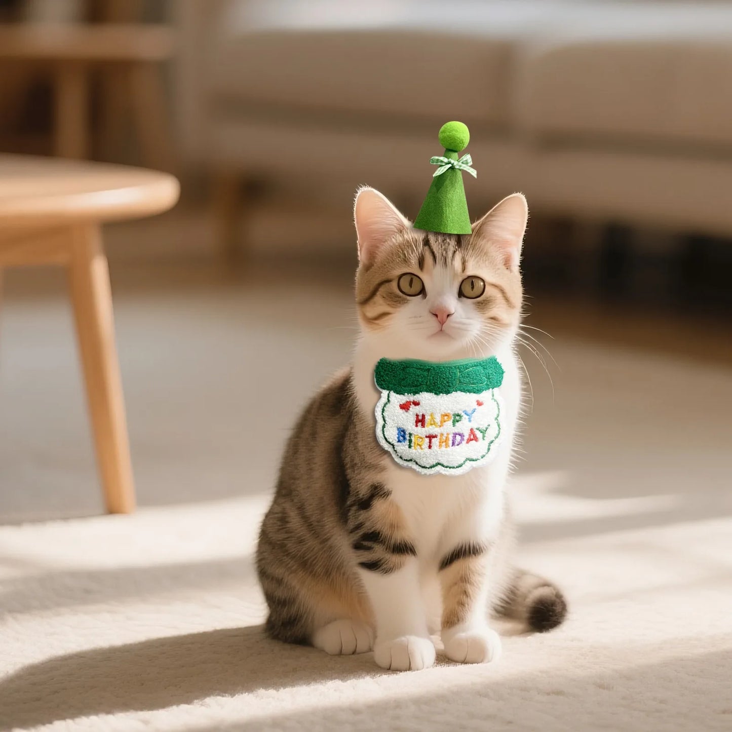 Pet Cat Dog Birthday Outfit - Birthday Hat and Bib Set,Cute Birthday Scarf Bib & Party Hat Adjustable Pet Birthday Supplies