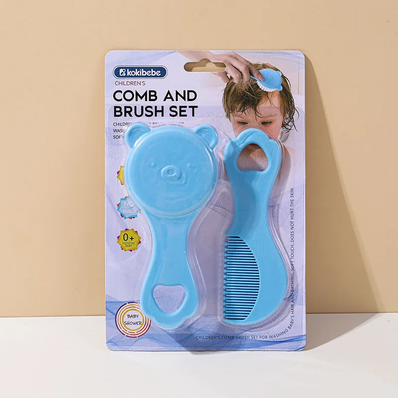 Baby care set: Cute bear-themed newborn comb & cleaning brush—safe, gentle for baby’s scalp, adorable must-have for parents!