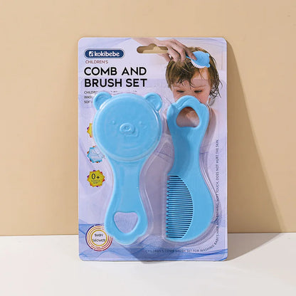 Baby care set: Cute bear-themed newborn comb & cleaning brush—safe, gentle for baby’s scalp, adorable must-have for parents!