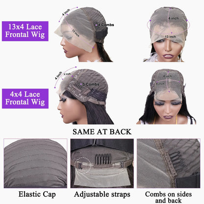 4x4 13x4 Lace Front Human Hair Bone Straight Wigs Cheap Short Bob Wig Brazilian Preplucked Lace Frontal Wigs 100% Human Hair